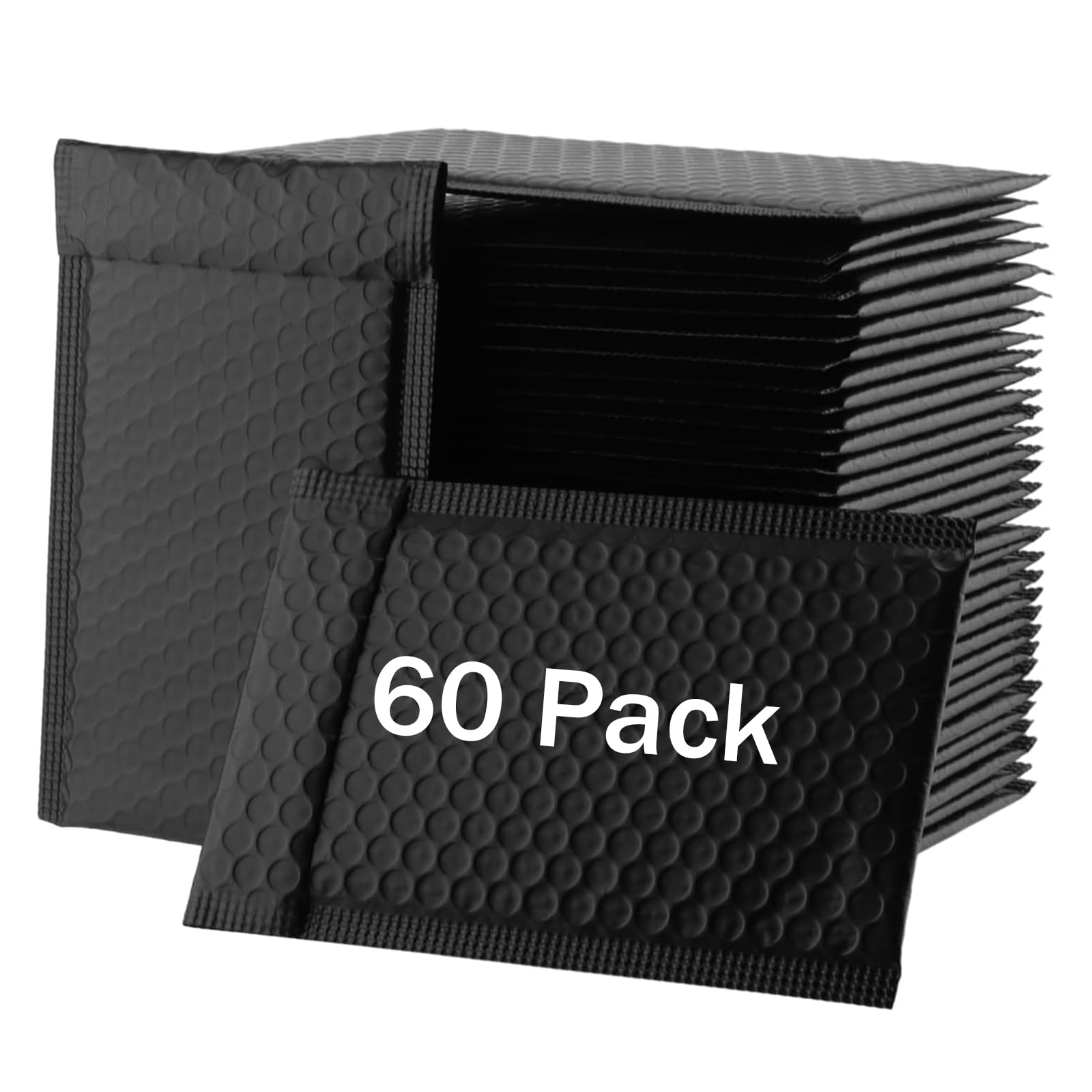 ZEONHEI 60 Pack 18x15cm Black Poly Bubble Mailers, 6x7 Inch Self Seal Padded Envelopes, Waterproof Small Bubble Envelopes for Shipping Business, Gifting, Mailing, Packaging