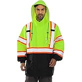 Hi Vis Rain Jacket Waterproof Class 3 High Visibility Rain Gear for Work Reflective, Safety Rain Coats for Men with Black Bottom Lightweight, Yellow (L/XL)