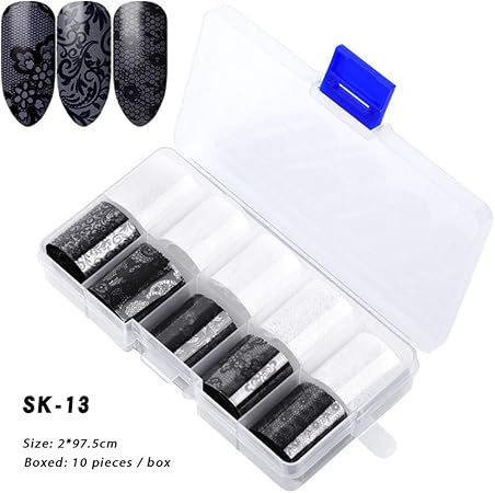 Amazon ネイルアート印刷転写紙 レーザースターネイルアートカラフルフォイル紙 10ロール セット ケース入 り Sk 13 Seniao シール ステッカー 通販