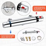 Uten Chrome Thermostatic Shower Mixer Wall Mounted Anti Scald Tap 20-50C view 2