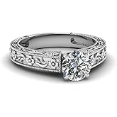 JewelryGift Choose Your Gemstone Vintage Solitaire Ring Sterling Silver Round Shape Solitaire Engagement Rings Ornaments Surprise for Wife Symbol of Love Clarity Comfortable US Size 4 to 12