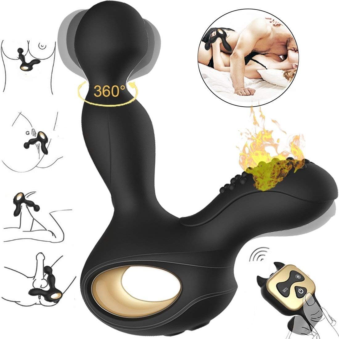 360 Degree Rotating P*Stimulator with 3 Speeds and 10 Vibrations Toys for Men Plug T-Shirt