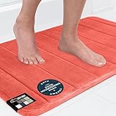 GORILLA GRIP Memory Foam Bath Mat, Soft Absorbent US Designed Bathroom Rug, Gripping Dots Machine Washable Bathmat, Cushioned Floor Mats, Shower Sink Rugs Room Décor Accessories, 24x17 Coral