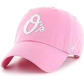 47 Brand MLB Rose Pink Primary Logo Clean Up Adjustable Baseball Cap Hat, Adult One Size Fits All