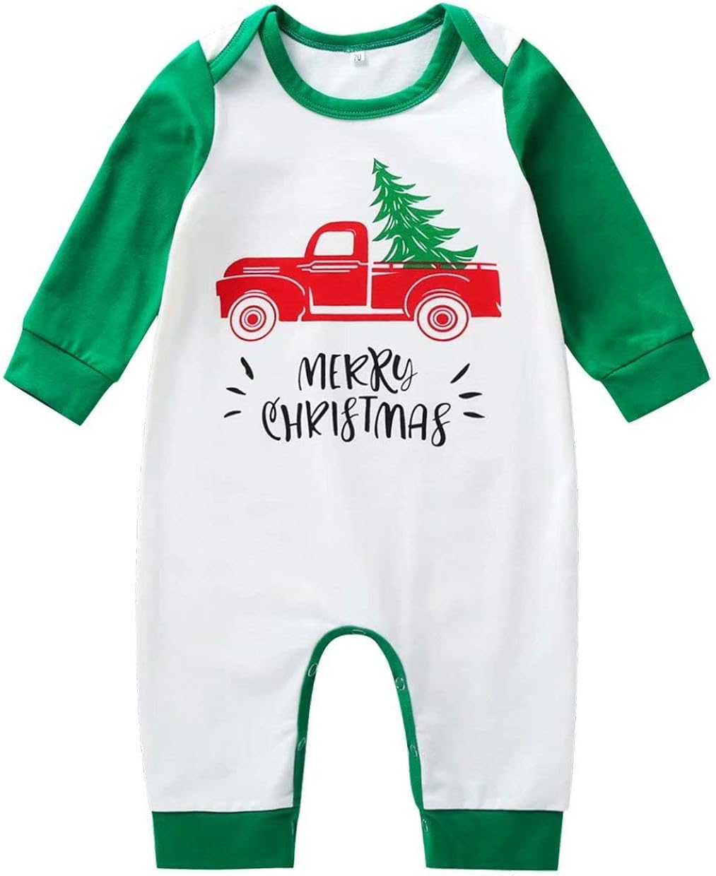 Meryy Christmas Jumpsuit Christmas Truck Tree Onesies for Baby Boys