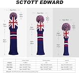 Scott Edward Knitted Golf Head Covers 3Pcs Driver Fairway Hybrid UK Flag view 3