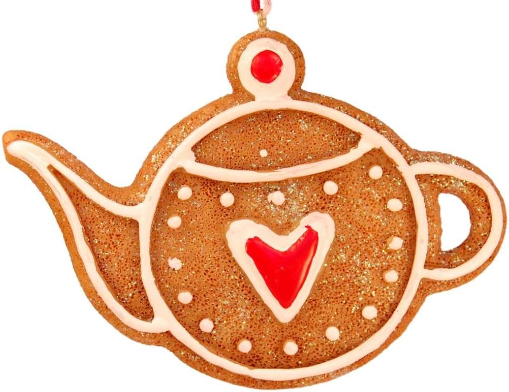 Gisela Graham Classic Gingerbread Teapot Christmas Tree Decoration