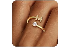 Eaciy Gold Rings for Girls Women - Dainty 14K Gold Plated Adjustable Letter Rings Teen Girls Gifts Trendy Stuff Initial Ring Teen Girl Birthday Christmas Gift for Girl Non Tarnish