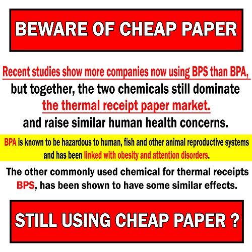 Thermal Paper for Receipt Printers, 3-1/8in x 273', Roll, 50/carton EXTRA LONG 1 PLY THERMAL PAPER ROLLS BPA FREE MADE IN USA From BuyRegisterRolls