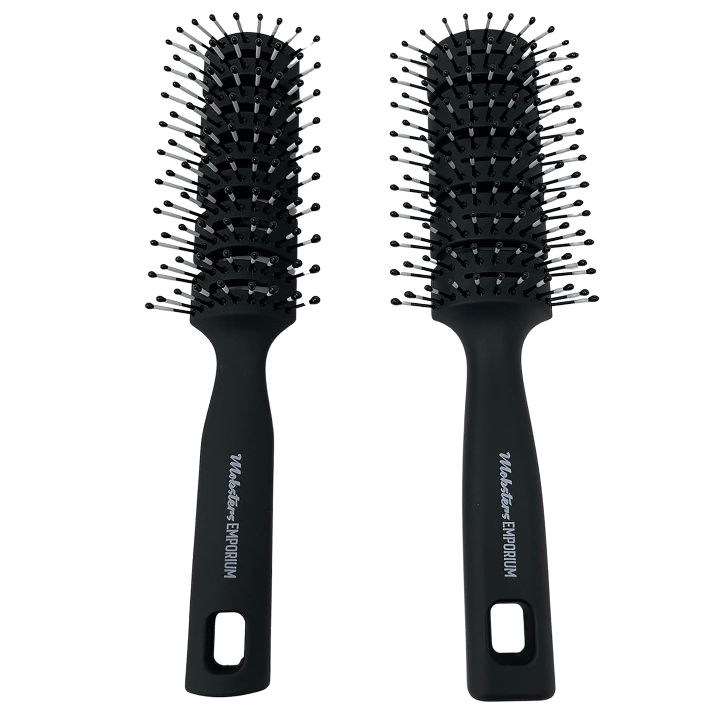 Mobsters Emporium 2 Pack Vented Hair Brush for Styling, Blow Drying Brush, Slicked-Back Black Vented Hair Brush Set for Men & Women