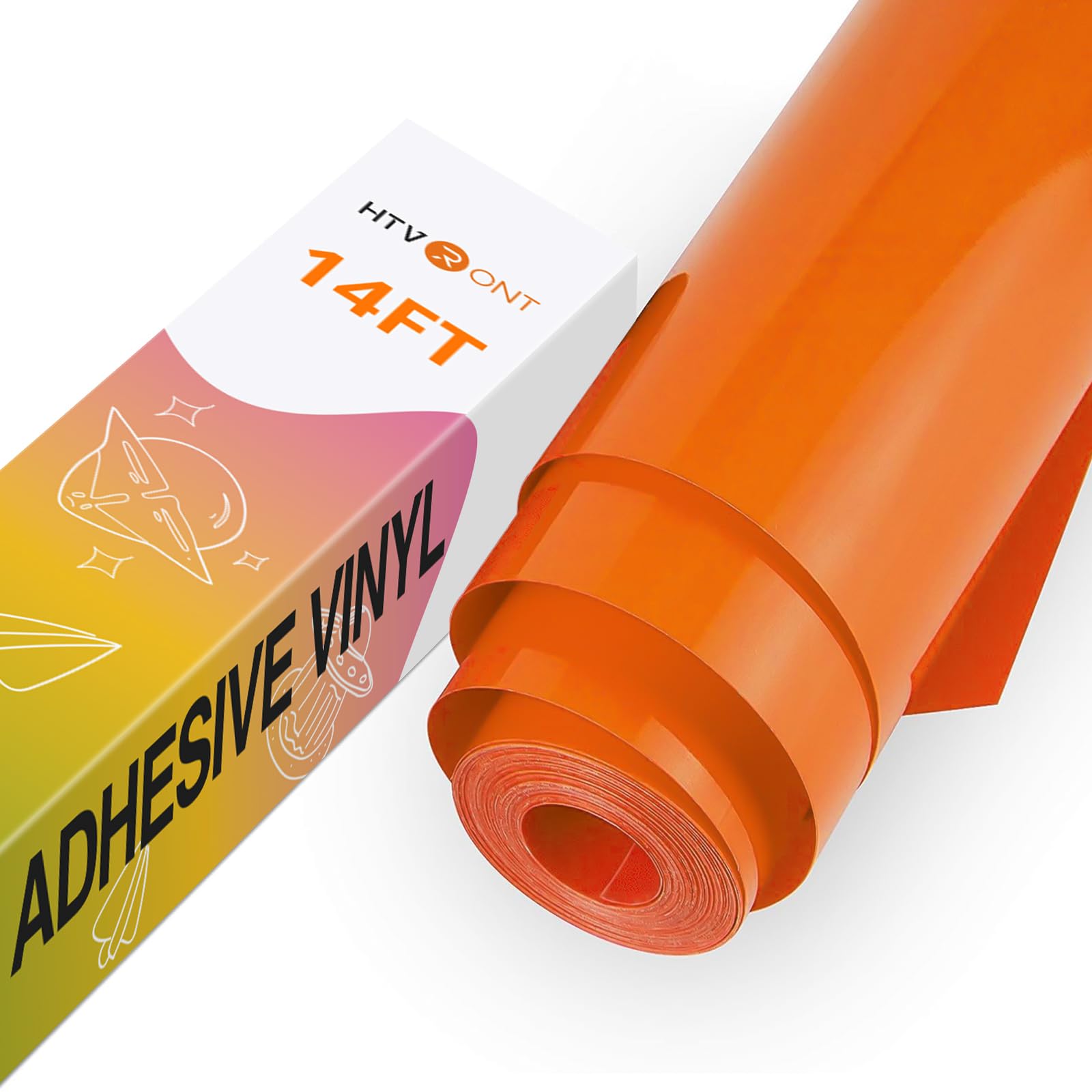 HTVRONT Orange Permanent Vinyl, 12" x 14 FT Glossy