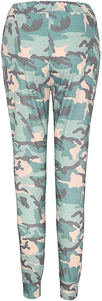 VEZAD Store Womens Harem Pants Leopard Print Elastic Waist Pocket Bandage High Waist Trousers: Clothing