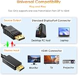 Mepsies DisplayPort to HDMI Cable 6ft 4K DP 1.2 to HDMI 1.4 Uni-Directional view 2