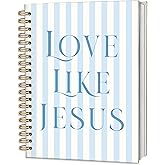 ICEWHITEY Jesus Journal Notebook,Christian Bible Study Prayer Journal Notebook,Christian Church Notes Journal Gifts,Blue Love Like Jesus Hardcover Spiral Notebook,5.5x8.3 Inch