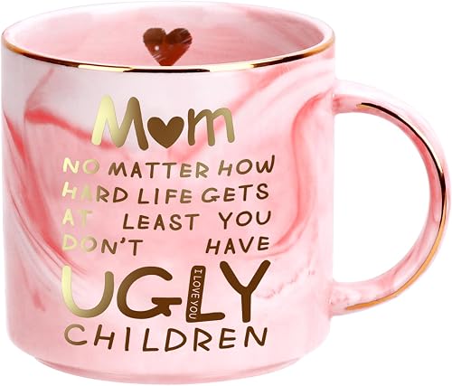 Mothers Day Gifts for Mom from Daughter Son - 12oz Funny Coffee Mug for Mom Wife from Husband Unique Marble Coffee Cup with Gold Print Christmas Birthday Mother's Day Present for Mama Stepmother Women