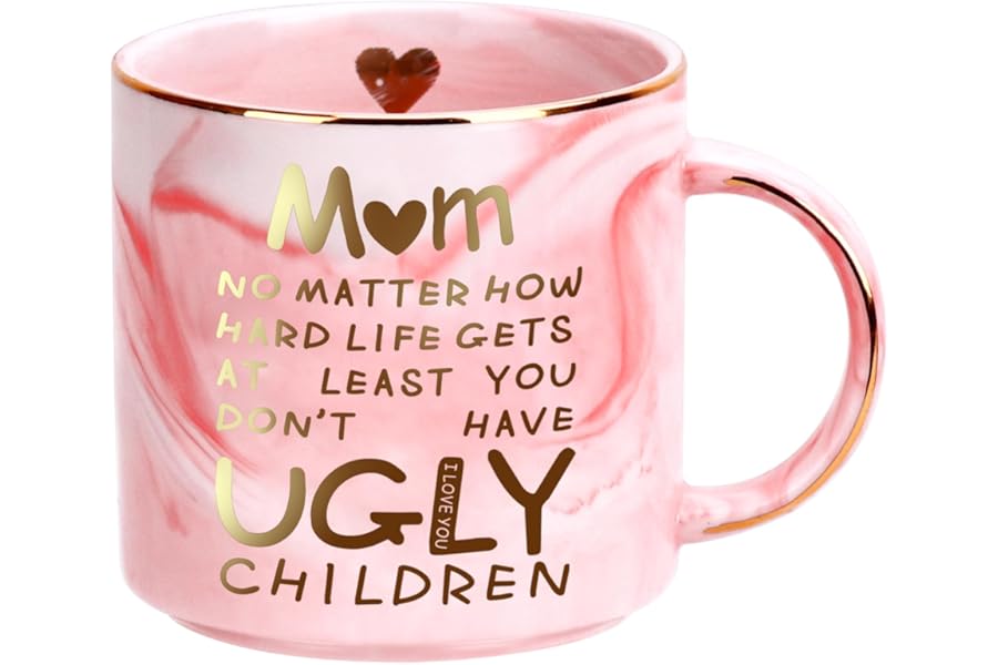 Mothers Day Gifts for Mom from Daughter Son - 12oz Funny Coffee Mug for Mom Wife from Husband Unique Marble Coffee Cup with G Book