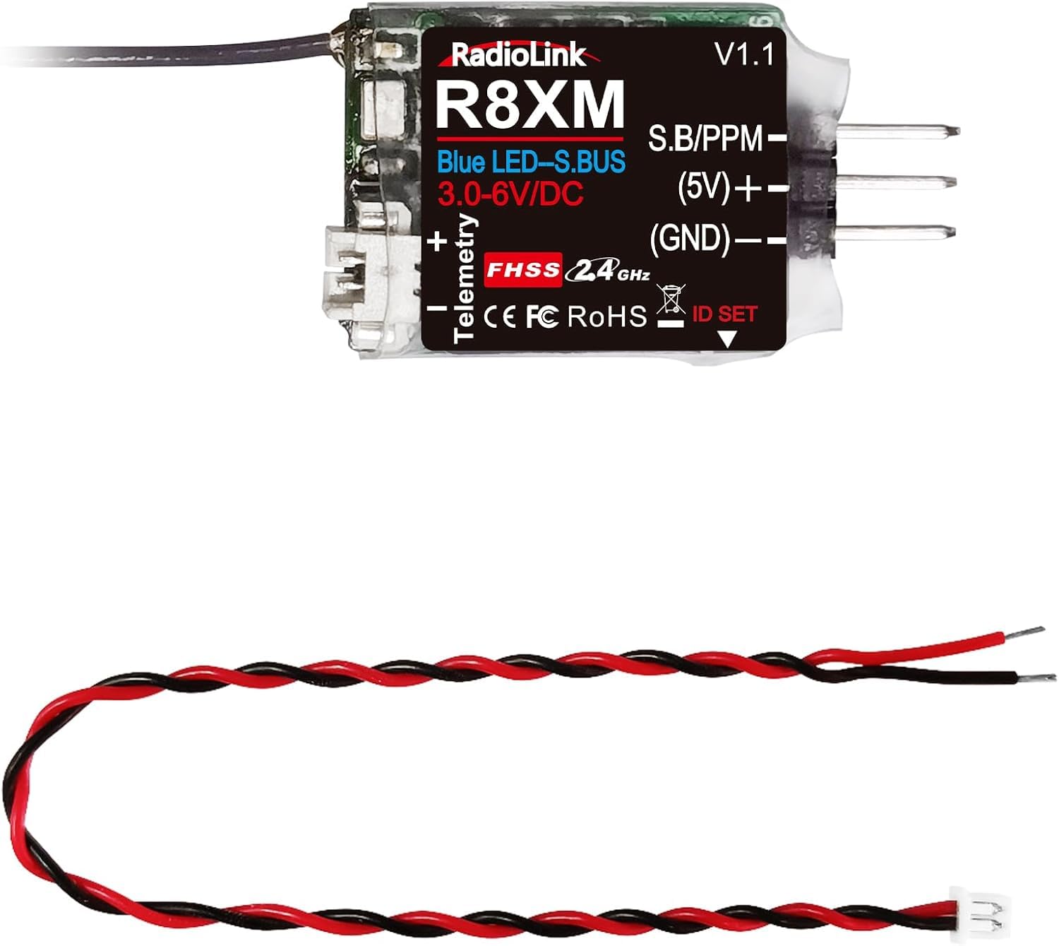 Radiolink R8XM 8 Channels 2.4GHz RC Receiver SBUS/PPM Voltage Telemetry Long Range Control RX for Aircraft T16D/T12D/T8FB/T8S/RC8X/RC6GS V3/RC4GS V3 Transmitter