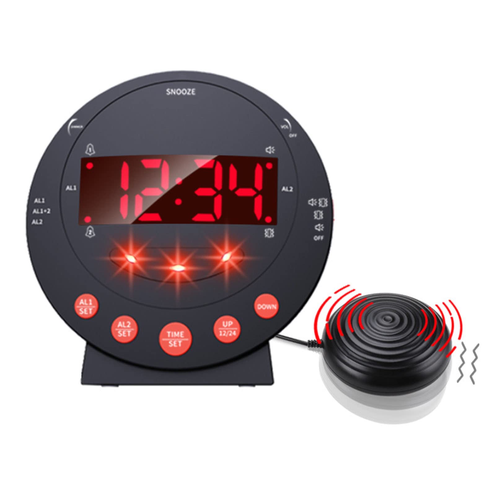 Super Shaker Clock Sonic Bomb Alarm Clock with Bed Shaker Seniors Vibrating Clock Sleepy Deaf Vibrates Digital Decibels Red 113 Decibels Shaker Shaker Shaker Loud Alarm Clock for