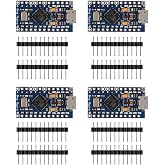 AITRIP 4PCS Pro Micro Atmega32U4 5V 16MHz Bootloadered IDE Micro USB Pro Micro Development Board Microcontroller Compatible with Pro Micro Serial Connection with Pin Header
