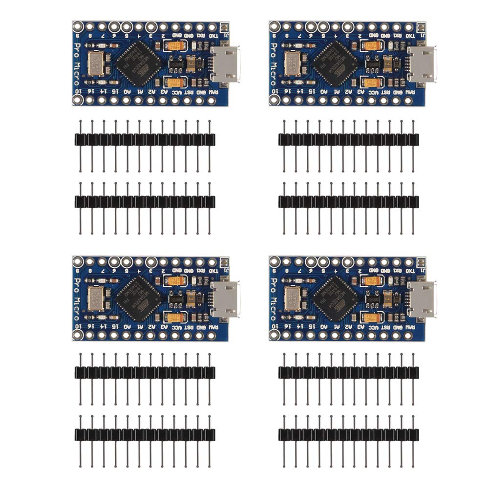 AITRIP 4-Pack Pro Micro ATmega32U4 5V 16MHz Micro USB Development Board Module Microcontroller for Arduino