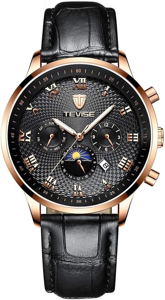 MOUNTAIN MEN TEVISE Teves Brand Men's Watches Automatic Mechanical Watches Stainless Steel Waterproof Multi-Function Male Wrist Watch (Color : 1, Size : 40mm)