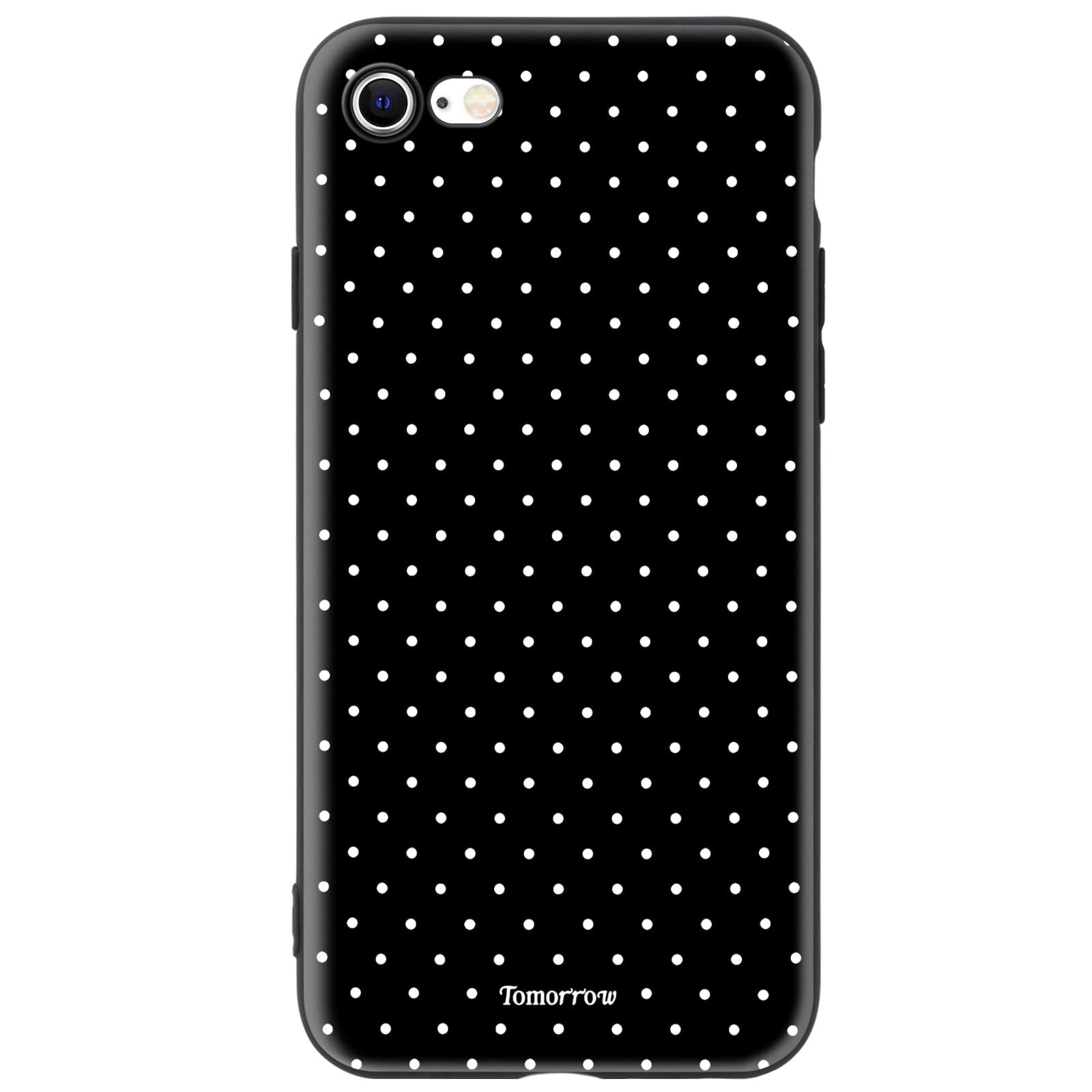 Mouzor Cute Polka Dot Phone Case for iPhone 7/8, Girly iPhone SE 2020/2022 Cases, Aesthetic Design Matte Finish Soft Touch TPU Anti Fingerprint Shockproof Cover for Girls Women, Black