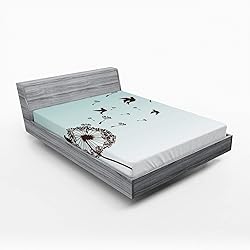 Ambesonne Art Fitted Sheet, Dandelion Flower
