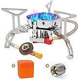 Portable Propane Camping Stove for Outdoor - GEEKHOM 6800W Windproof Gas Stove with Piezo Ignition; 2-Fuel Butane Propane Bac
