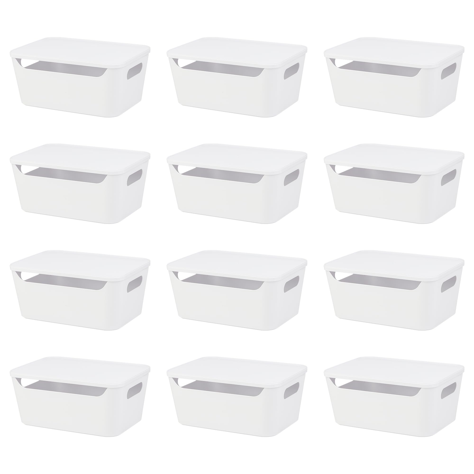 Photo 1 of Tiawudi 12 Pack Storage Bins, Plastic Storage Containers with Lids, Stackable Closet Organizer, Multi-Use Organizer Bins for Shelves, Cabinet, Drawer or Countertop