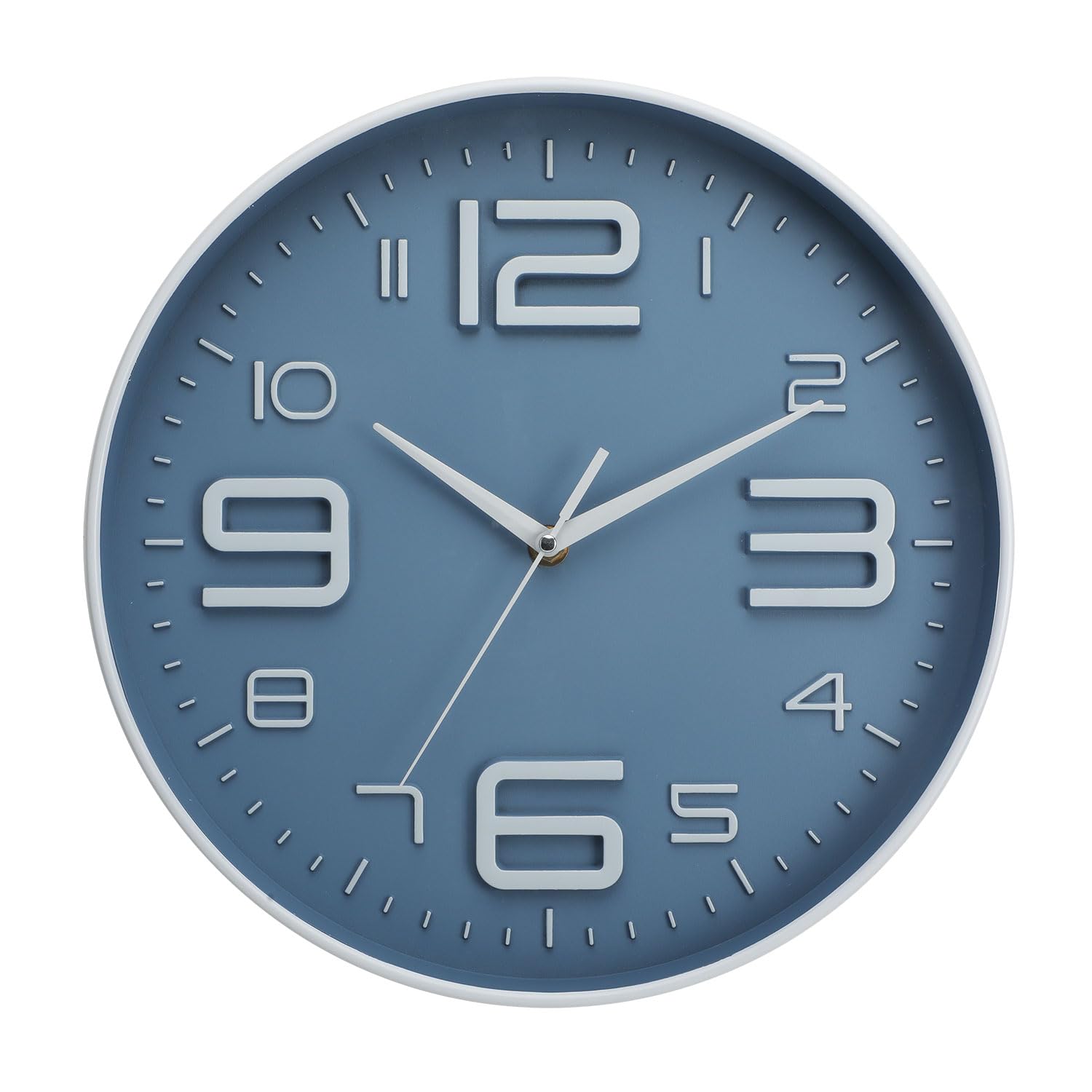 Photo 1 of 12 inch Silent and Non tick Battery Powered Quartz Round Wall Clock, Blue Modern Decorative Clock, Suitable for Home, Office, Bedroom (Grey 01)