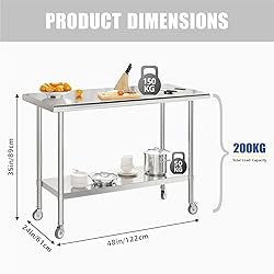 Redlife Prep Table Stainless Steel Table, 24 x 48