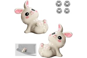 ARXONIS 2 Pcs Toilet Bolt Covers Decorative Toilet Screw Cover Caps, Ceramic Toilet Caps for Bottom of Toilet, Cute Toilet Bowl Bolt Covers for Bathroom Decor, Easy to Install (Cute Rabbit)