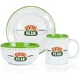 Friends Central Perk Coffee House Themed Dinnerware Dining Set | Official Friends Collectible Ceramic Display | Includes Plate, Bowl, And Mug | 3-Piece Set