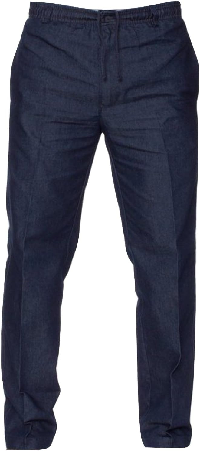 Mens Carabou Elastic Waist 32 - 60 inch Rugby Trousers Comfort Casual Pants,Denim Blue,32W x 29L
