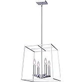 Canarm Coco 4-Light Chandelier, 14-Inch Width Chrome Finish, Adjustable Downrod Height, Transitional Lighting for Dining Room