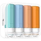 Redfly Travel Bottles for Toiletries, 3oz Tsa Approved Travel Size Containers, BPA Free Leak Proof Squeezable Containers for Toiletries, Silicone Refillable Essentials for Shampoo Conditioner Mix