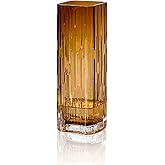 Rxcvkmw Modern Minimalist Glass Square vase, Crystal Glass vase, vase, Dry vase (Amber)
