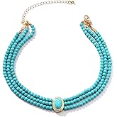 Turquoise Choker Necklaces for Women, Boho Multi-layered Beaded Necklaces, Trendy Jewelry Gift for Women Birthday Banquet Anniversary Make-up Party Summer Beach Holiday