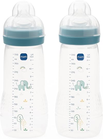 MAM Easy Active Baby Bottle Twin Pack 330 ml Fast Flow Teats Size 3 Blue