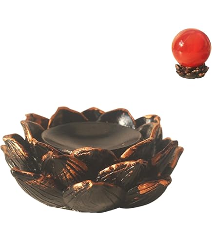 UtySty Crystal Ball Stand Holder - 4.4 Inch Wooden Lotus Base For Displaying Stones, Spheres, Or Candles