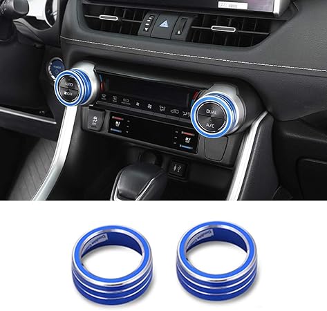 Amazon Boyuer 2個セット アルミ製 車センターコンソール エアコンノブボタンカバー トヨタrav4 19 用 ブルー 車 バイク 車 バイク