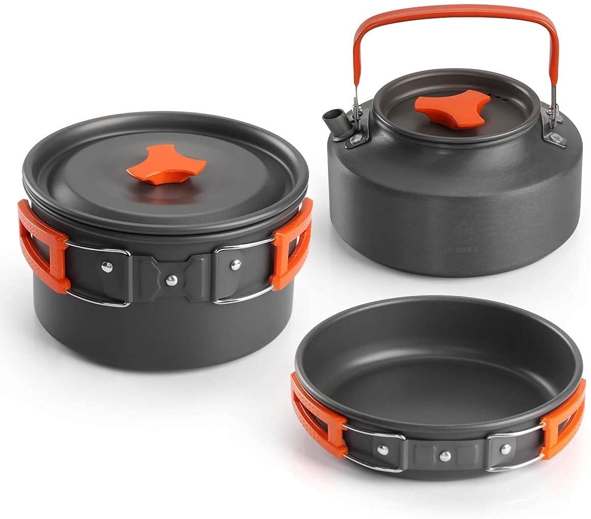 Camping Cookware Kit Outdoor Aluminum Portable Camping Pot Cooking Kit, Suitable for Camping and Hiking