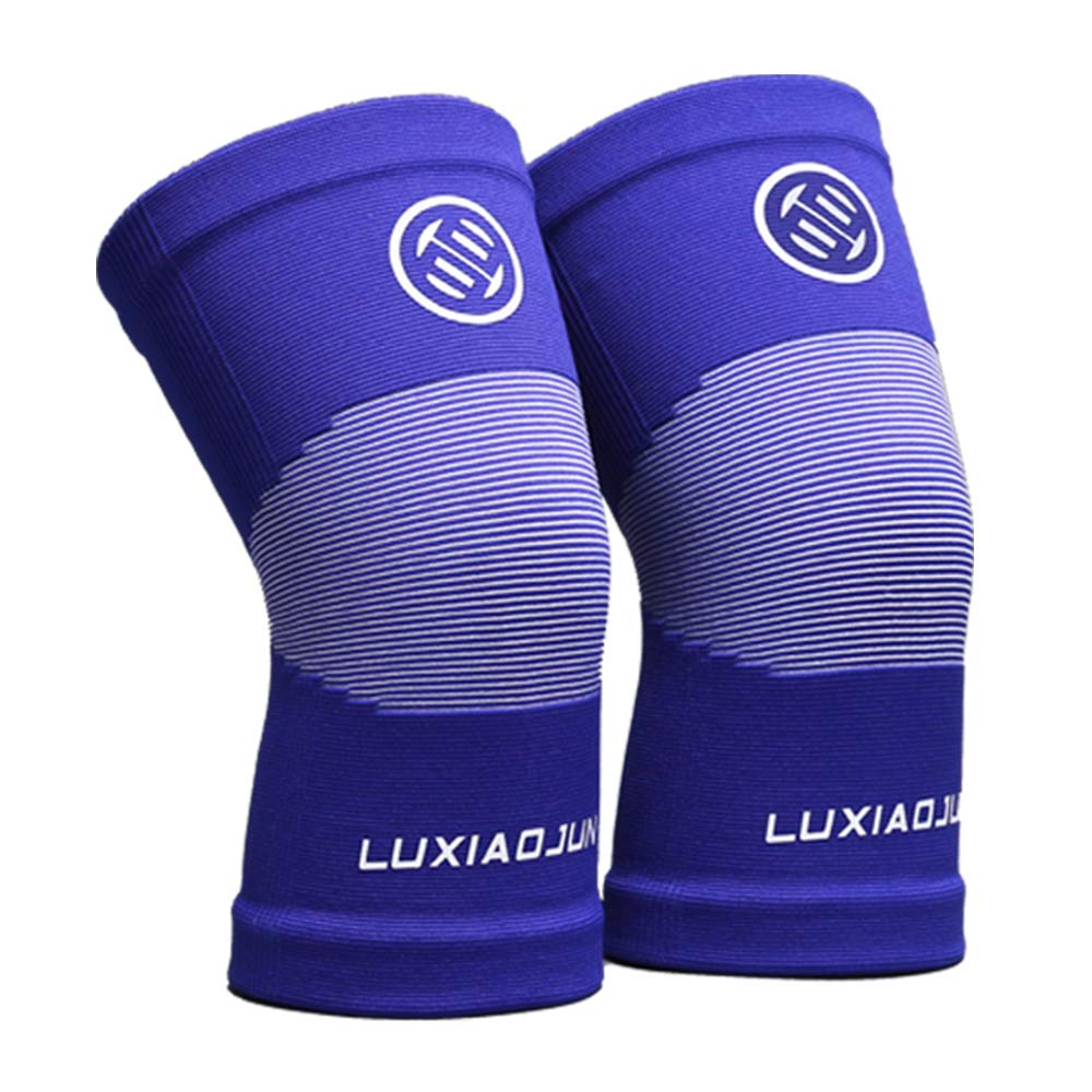 LUXIAOJUN Weightlifting Knee Sleeves (Champion Edition) (Large, Blue)