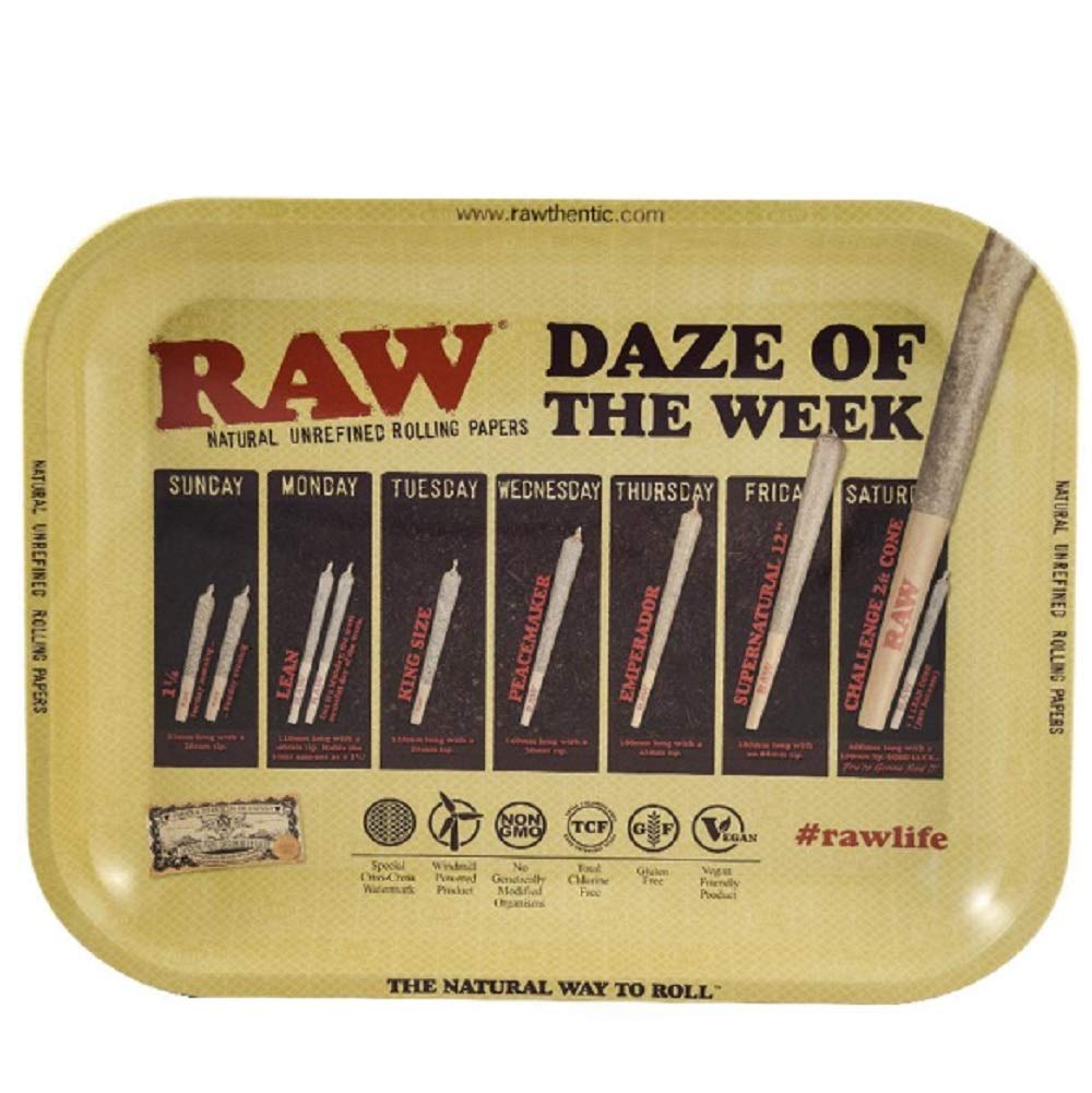 New Raw Rolling Tray Collectors Tray Smoking Trays By SOS (Daze of week Large(11'x13.5"))