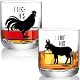 Physkoa Funny Gay Whiskey Glasses - Playful 10 oz Glass Set for Couples, Anniversary or Engagement Gift, Mr &amp; Mr LGBTQ+ Barware