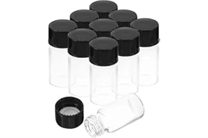 RGULICX 20PCS 10mL Clear Glass Sample Vials, Borosilicate Glass Vial with Screwcap, PE Liner Sample Containers Lab Vial Liquid Sampling Glass Oil Bottle