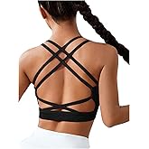 OYOANGLE Women's Criss Cross Backless Sports Bra Workout Running Crop Top Yoga Gym Bras