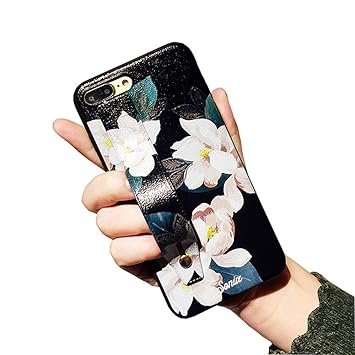 Amazon Lanjp Iphone 7ケース レザーケース 固定バンド 花柄プリント