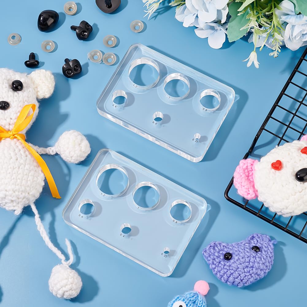 PH PandaHall 2pcs Safety Eyes Insertion Tool Auxiliary Tool for Attaching Safety Eyes and Washers Acrylic Amigurumi Craft Eyes Tool Eyeball Gauge Board for Crochet Stuffed Animal Eyes 6.5~30mm