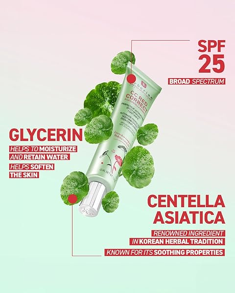 CC RED CORRECT – SKINCARE-FIRST GREEN COLOR CORRECTOR WITH CENTELLA ASIATICA, ILLUMINATING GREEN COLOR CORRECTOR WITH REDNESS COVERAGE AND SPF 25 – SOOTHES & HYDRATES – CICA, KOREAN SKINCARE – 0.5 OZ